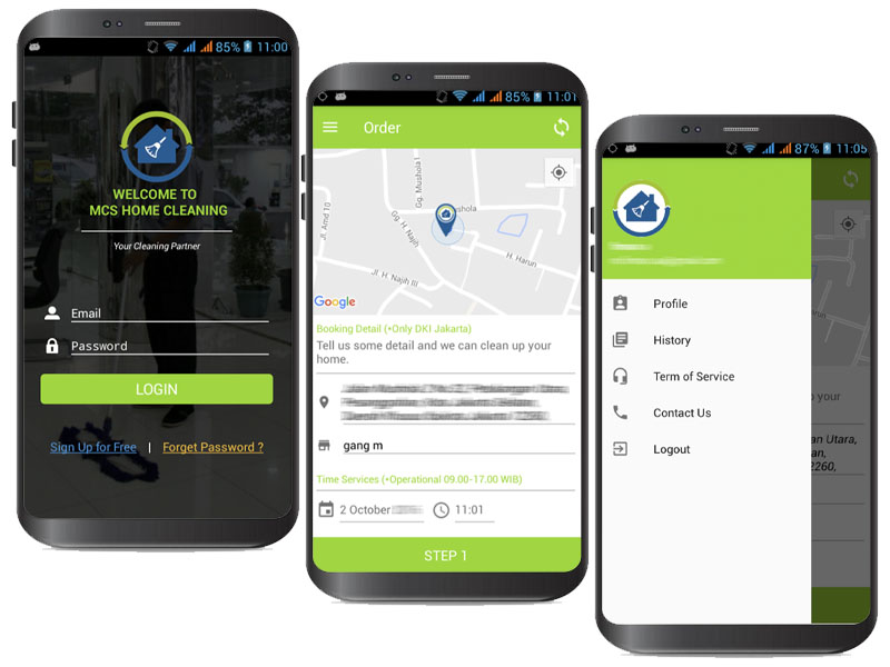 Aplikasi MCS Home Cleaning Service - Mobile App Development Jakarta